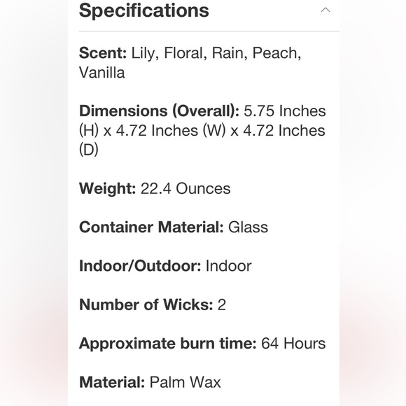 THRESHOLD NWT colored glass vase w/ scented candle -rainwater lily & peach -22.8 - Picture 7 of 8